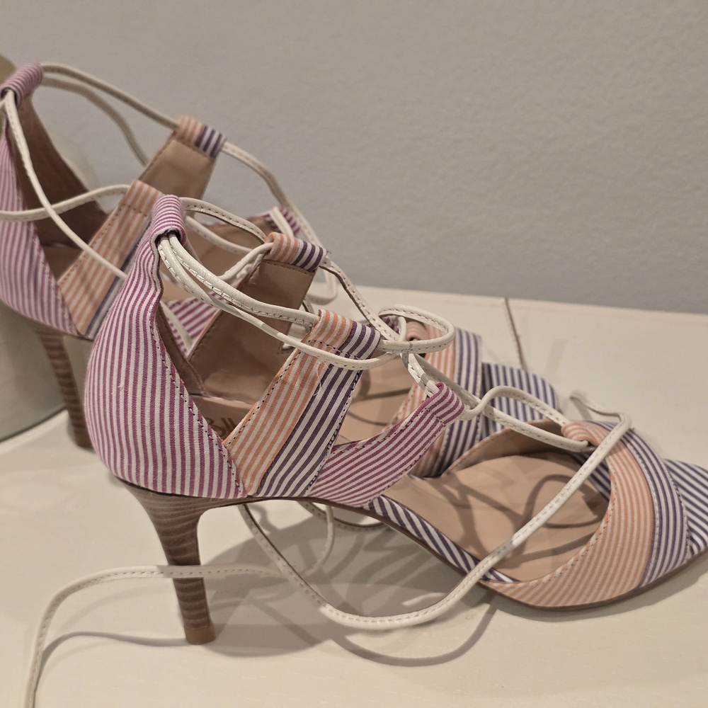 Anthropologie Billy Ella Striped Lace Up Heels - Picture 11 of 12
